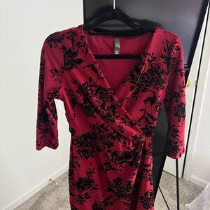 Red and black mini dress